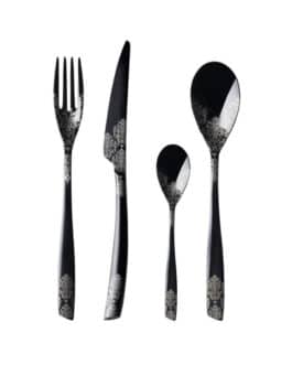 RIVIERA DEVORE מעוטר – מערכת סכו"ם שחור מבריק