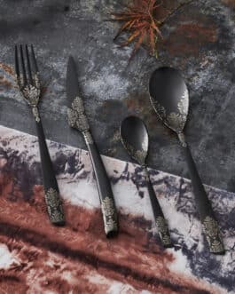 RIVIERA DEVORE מעוטר – מערכת סכו”ם שחור מט